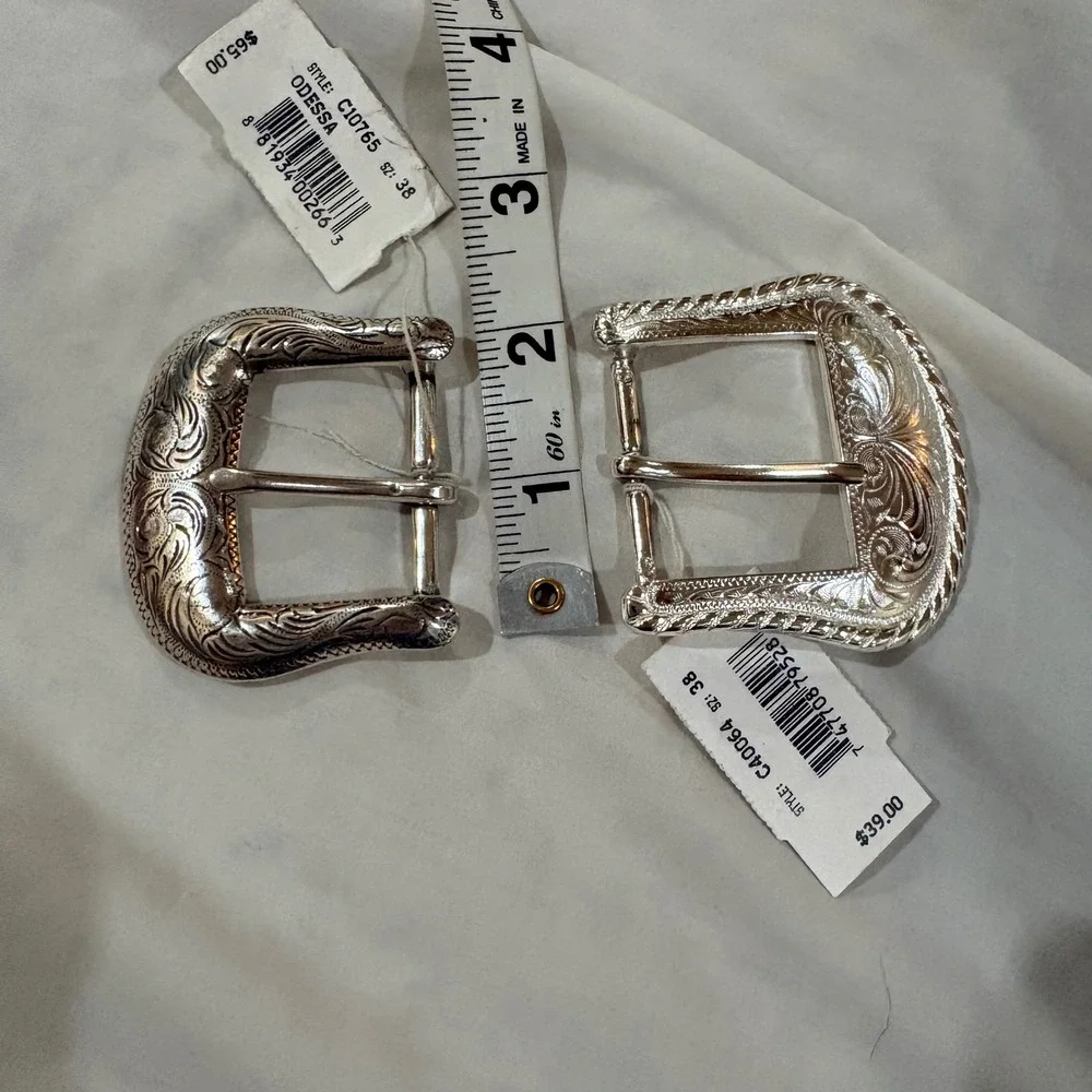 Vintage 1994 Western‎ Belt Buckles Silver Floral Engraved NWT 2pc